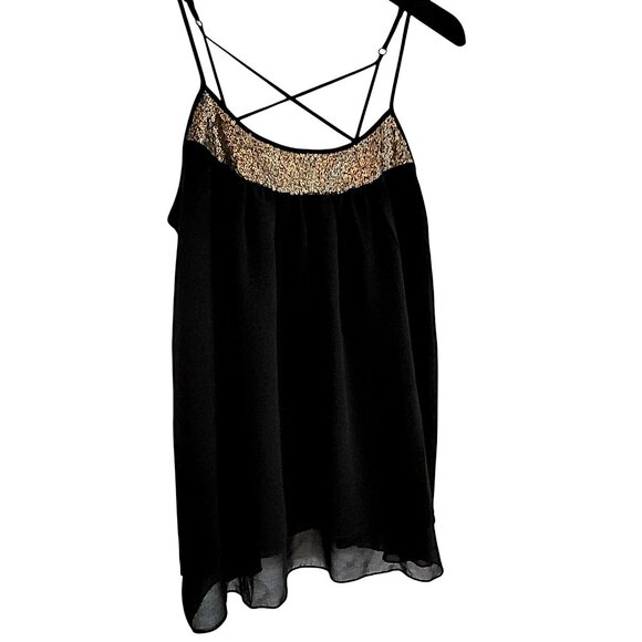 Mossimo Chiffon Layered Cami Tank Top w/Gold Sequins - Bundle of 3, Size S NWT - Picture 5 of 12